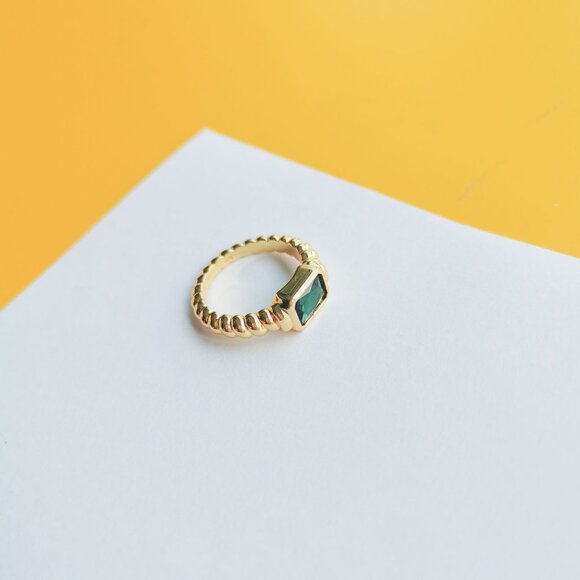 Aurora Gold Green Crystal Ring Size 7 by Alicia Bonnie - Picture 3 of 3